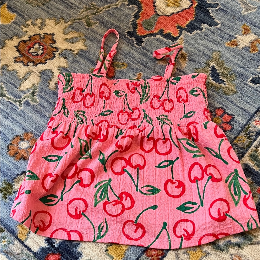 Old Navy Pink Cherry Print Kids Tank Top